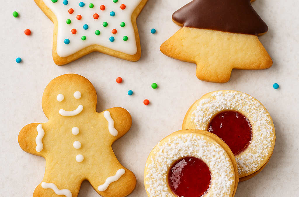 🎄 Super einfache Weihnachtskekse: Ein Teig – drei Toppings (Zuckerguss, Schoko, Marmelade)